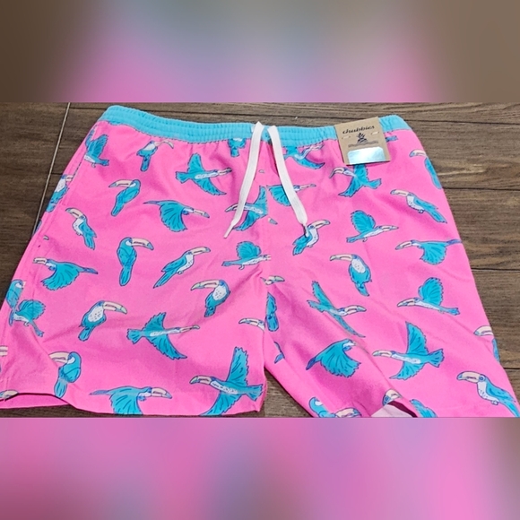 New Chubbies Pink Toucan Swim Shorts youth in liner